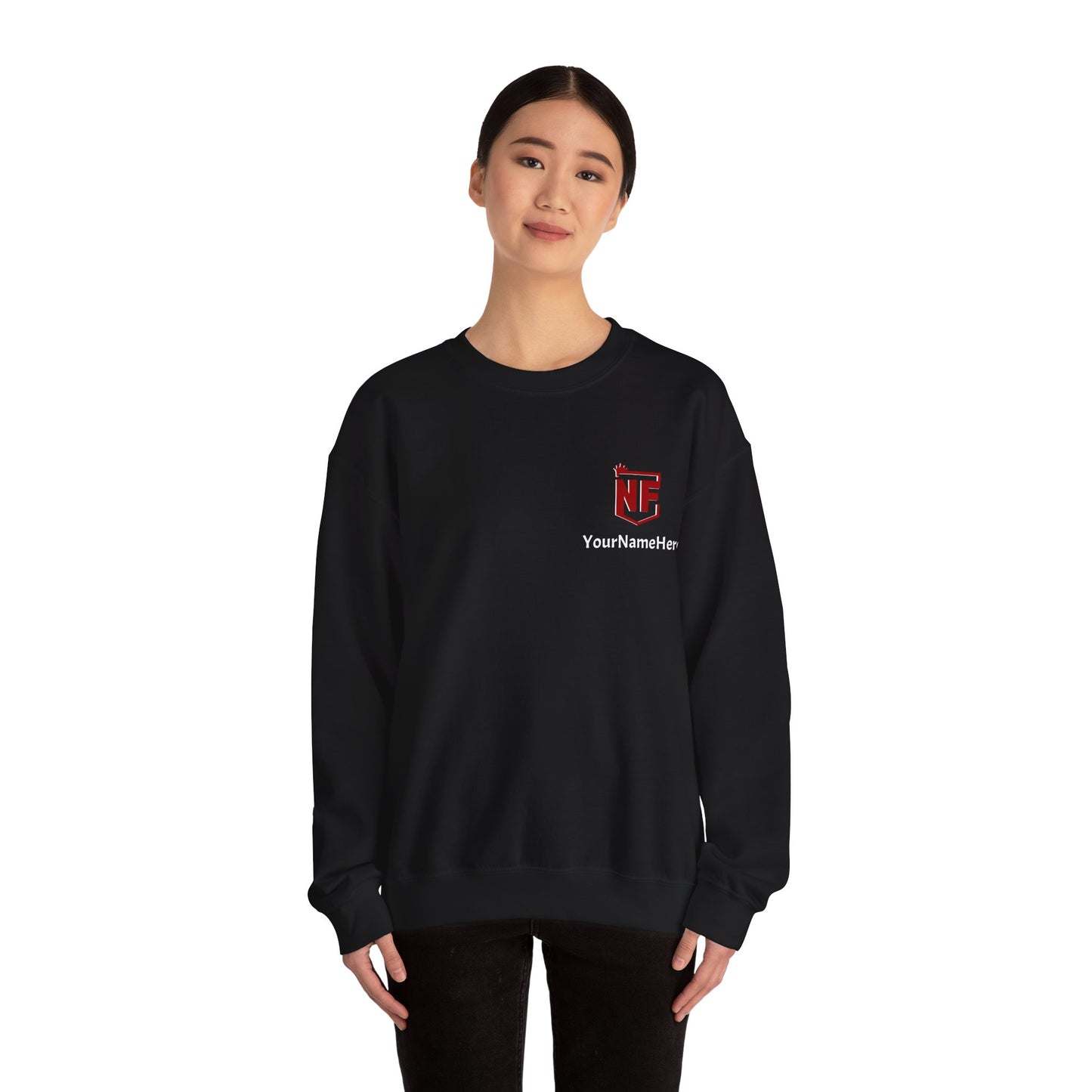 Personalized Two-Sided Team No Fear Logo Crewneck Sweatshirt