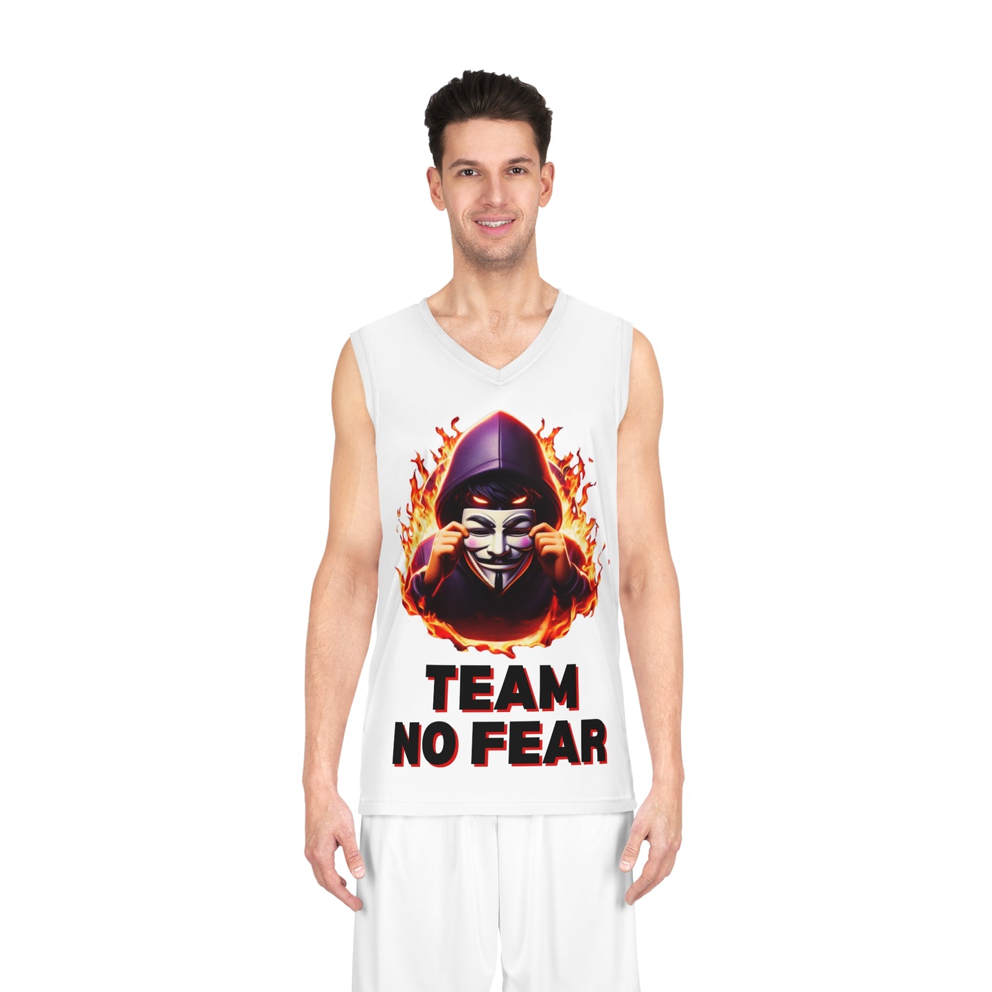 White Graphic Team No Fear Basketball Jersey