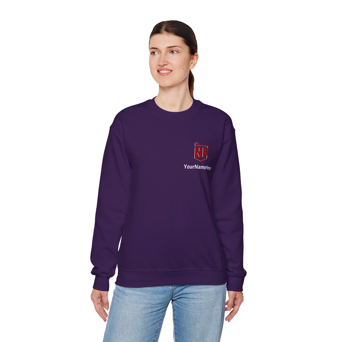 Personalized Two-Sided Team No Fear Logo Crewneck Sweatshirt