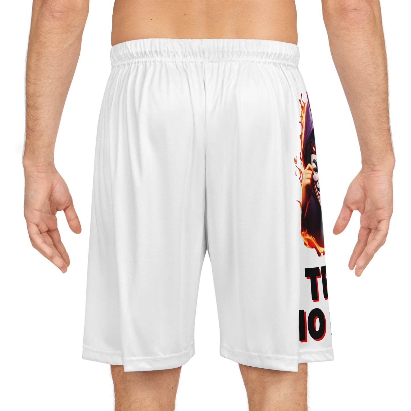 White Graphic Team No Fear Basketball Shorts