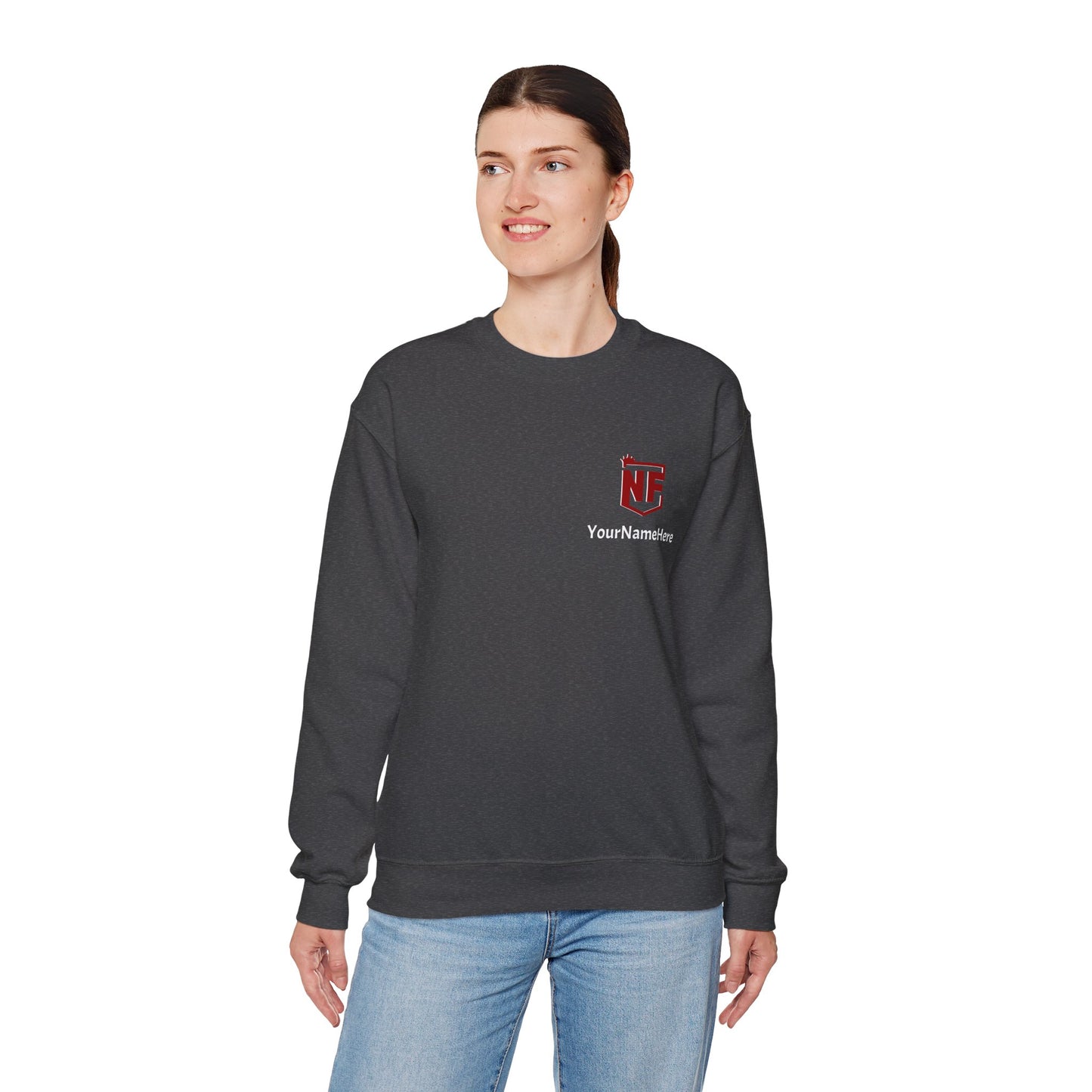 Personalized Two-Sided Team No Fear Logo Crewneck Sweatshirt