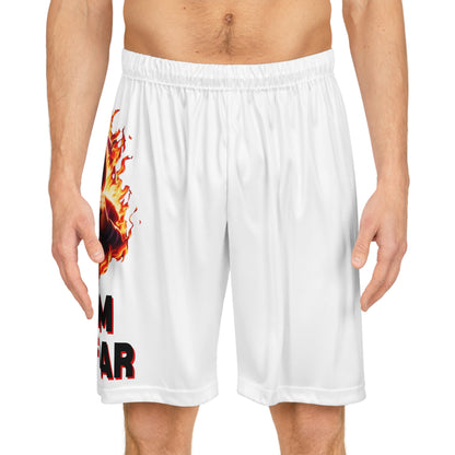 White Graphic Team No Fear Basketball Shorts