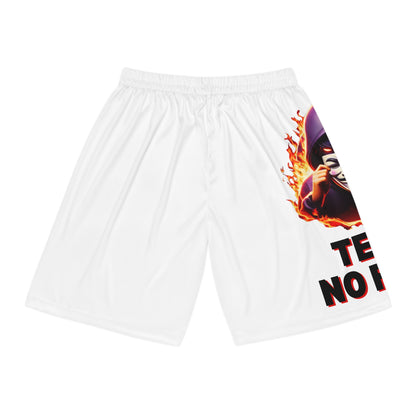 White Graphic Team No Fear Basketball Shorts