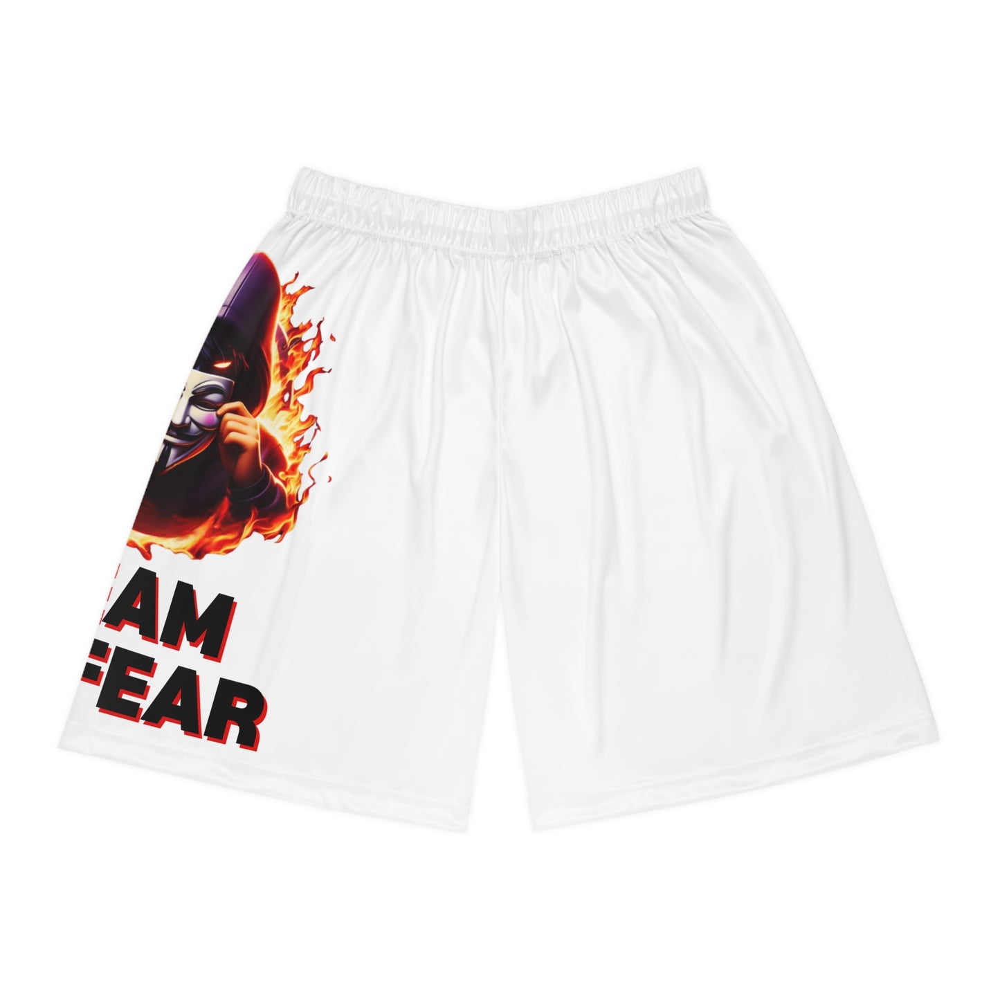 White Graphic Team No Fear Basketball Shorts